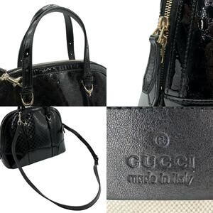 Gucci patent bag Black Dome Microssima handle top Nice leather